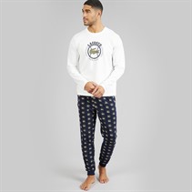 Lacoste Mens Printed Pyjama Set White/Navy Blue