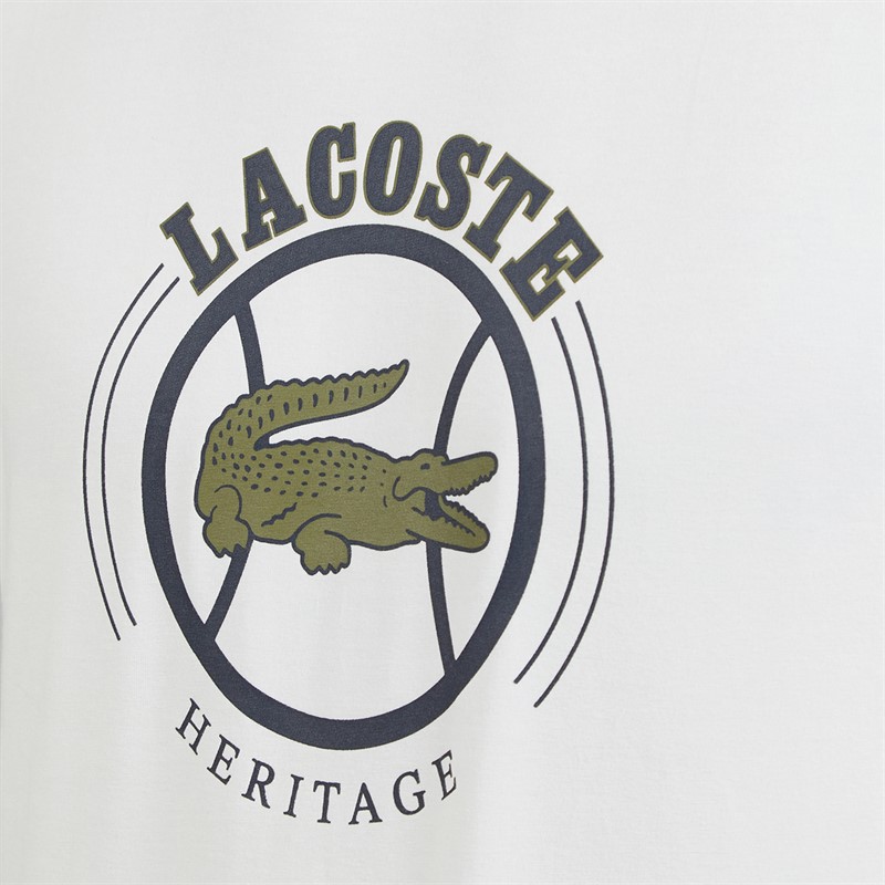 Lacoste Mens Printed Pyjama Set White/Navy Blue