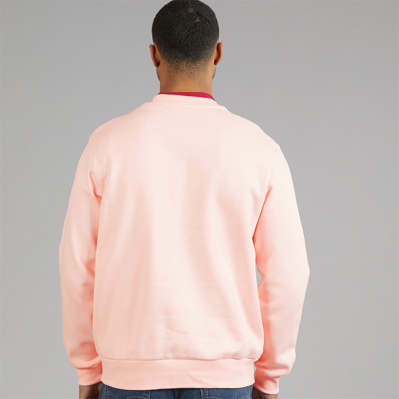 Lacoste Mens Fleece Crew Neck Sweatshirt Light Pink