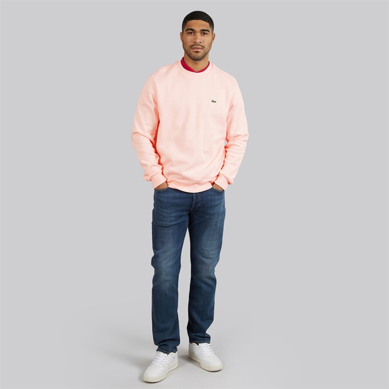 Lacoste Mens Fleece Crew Neck Sweatshirt Light Pink