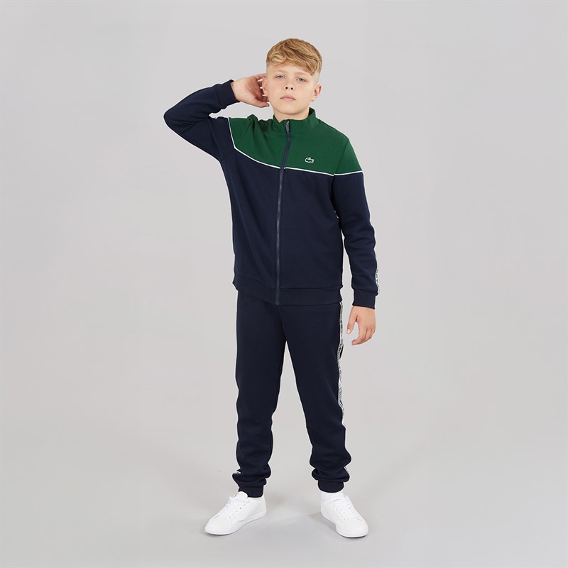 Lacoste Boys Grid Tapered Track Tracksuit Marine