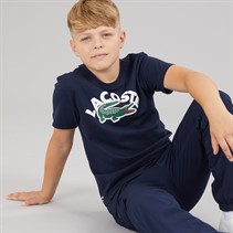 Lacoste Boys Wordmark Croc T-Shirt Marine