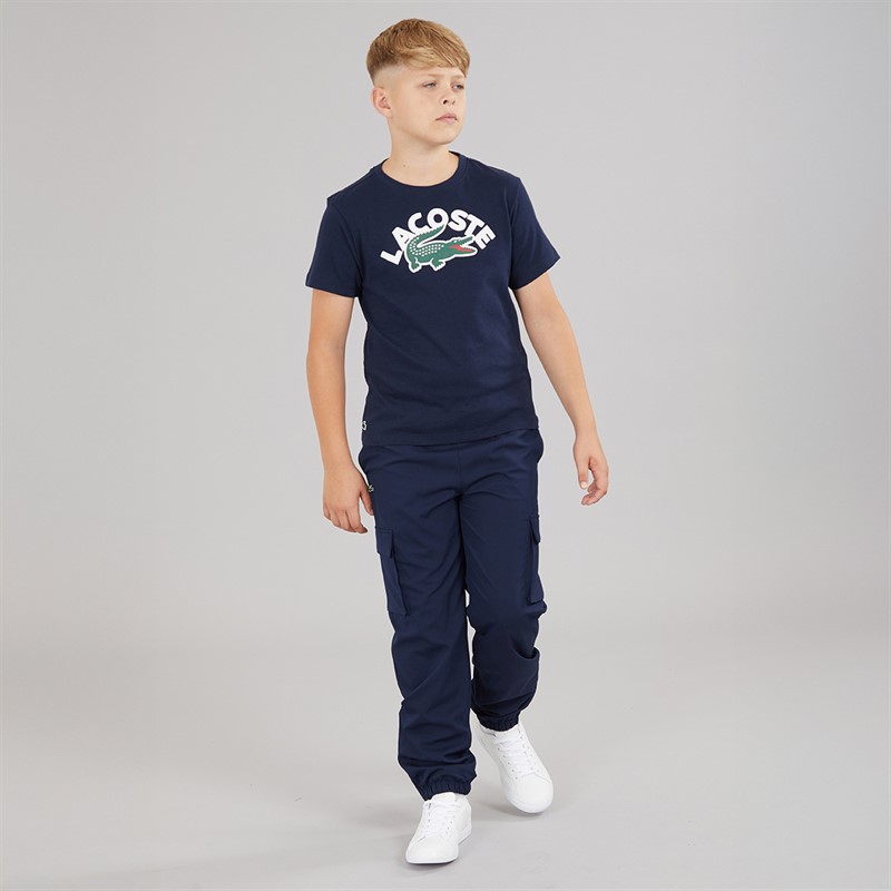 Lacoste Boys Wordmark Croc T-Shirt Marine