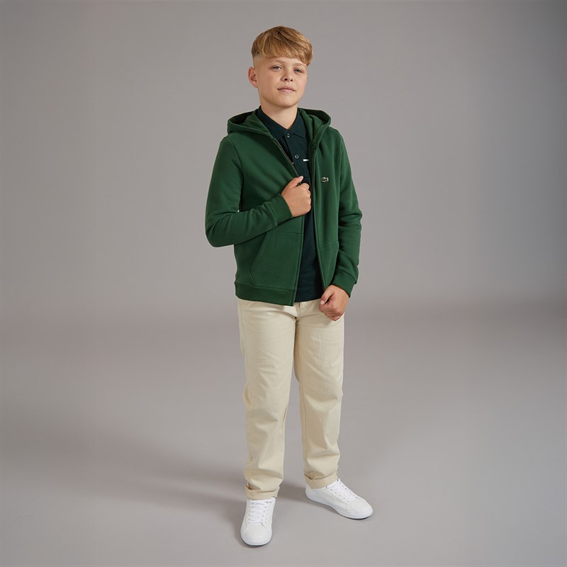 Lacoste Boys Core Fleece Full Zip Hoodie Vert