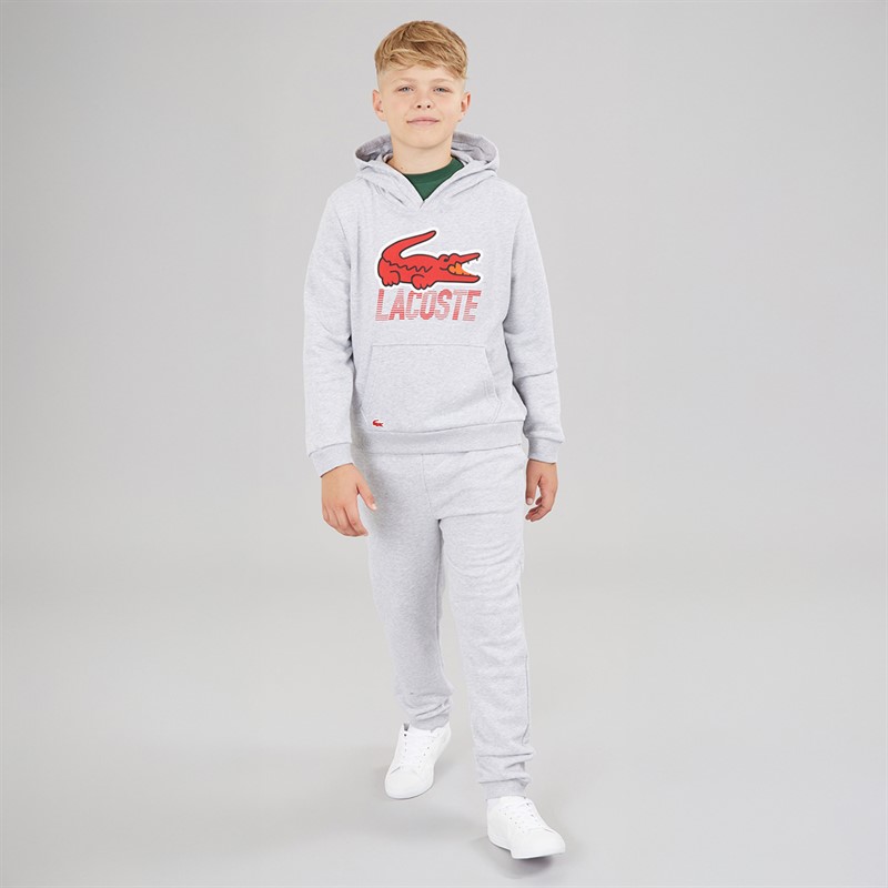 Lacoste Boys Motion Croc Hoodie Argent Chine Heather