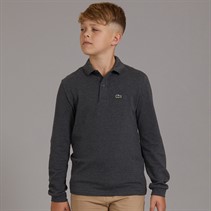 Lacoste Boys Long Sleeve Polo Shirt Bitume Chine Heather
