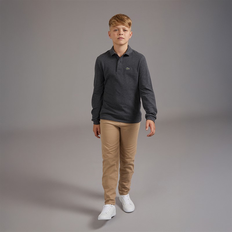 Lacoste Boys Long Sleeve Polo Shirt Bitume Chine Heather