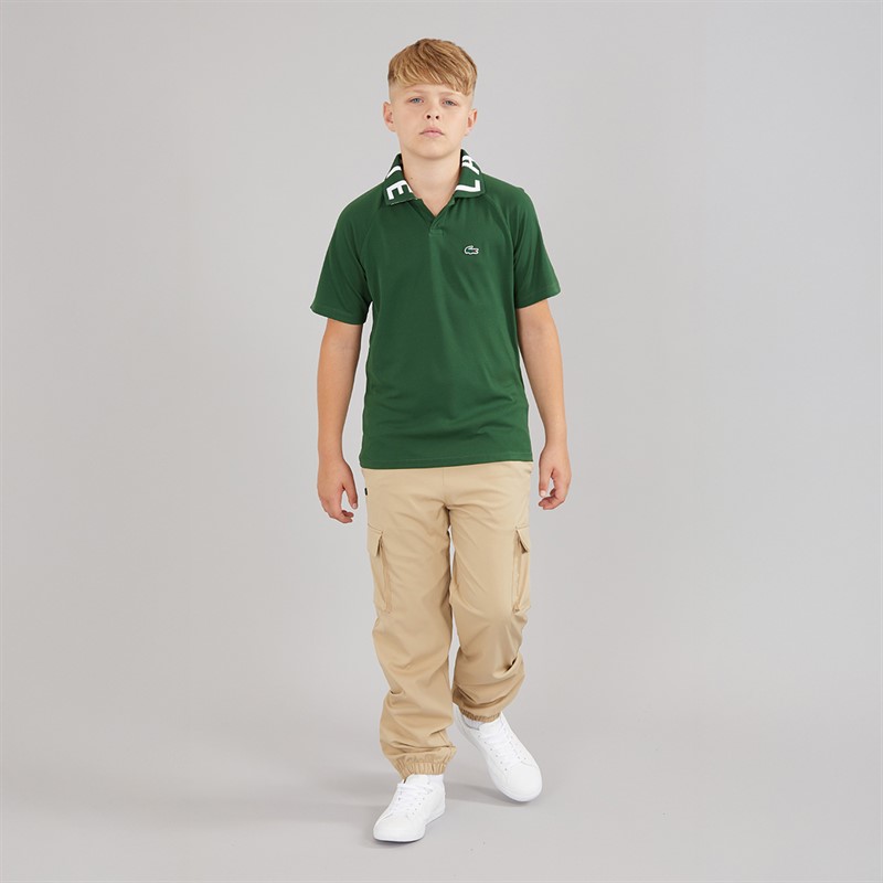 Lacoste Boys Jacquard Polo Shirt Vert