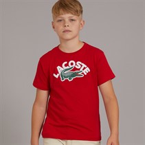Lacoste Boys Wordmark Croc T-Shirt Lacoste Rouge