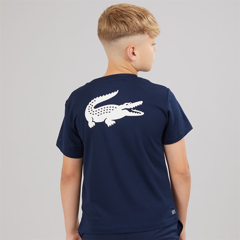 Lacoste Boys Stripe Croc T-Shirt Marine