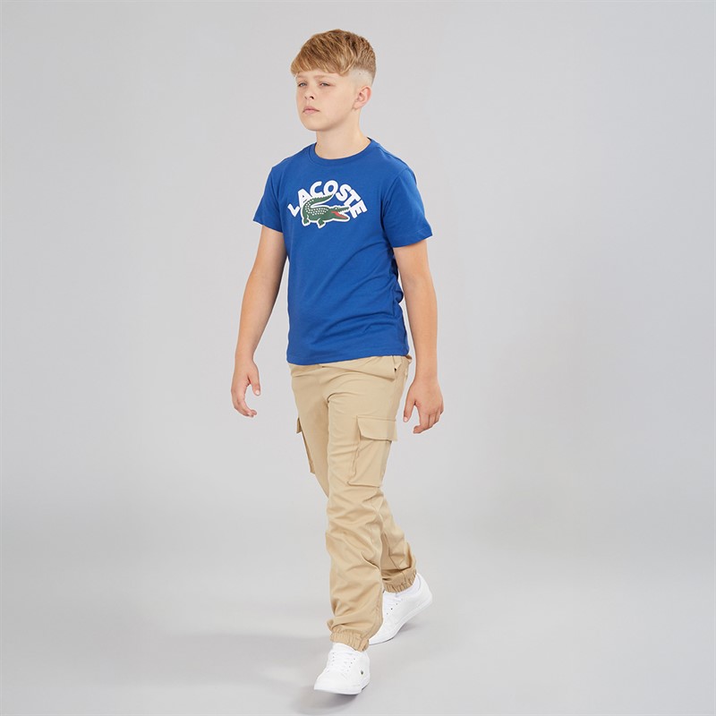 Lacoste Boys Wordmark Croc T-Shirt Bleu France