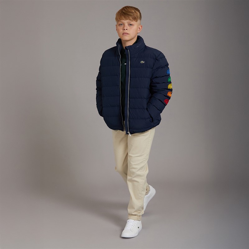 Lacoste Boys Croc Patches Puffer Jacket Marine