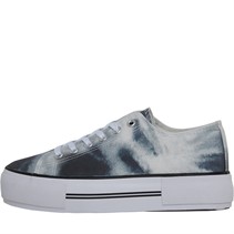 Loyalty And Faith Womens Millie Canvas Platform Trainers Black Tie Dye