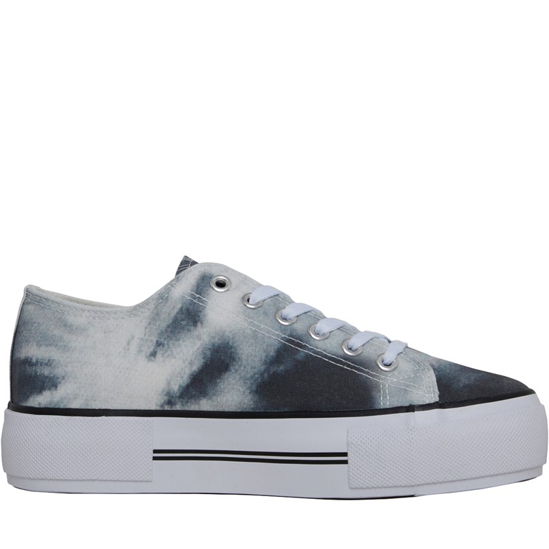 Loyalty And Faith Womens Millie Canvas Platform Trainers Black Tie Dye