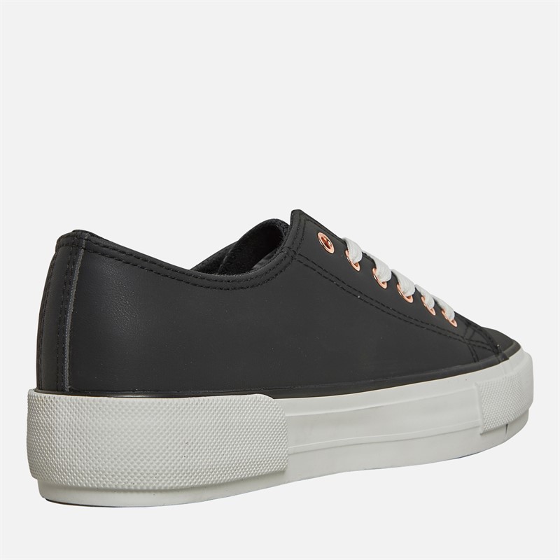 Loyalty And Faith Womens Millie PU Platform Trainers Black/Rose Gold