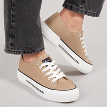 Loyalty And Faith Womens Millie Platform Canvas Trainers Sand