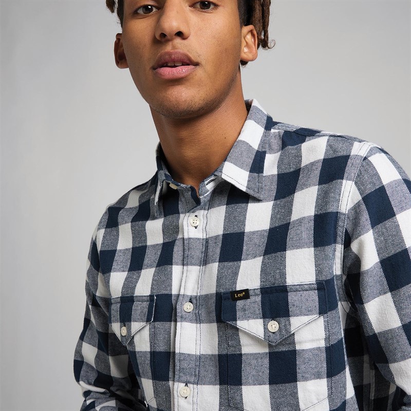 Lee Chemises à Manches Longues Homme Bleu Marine