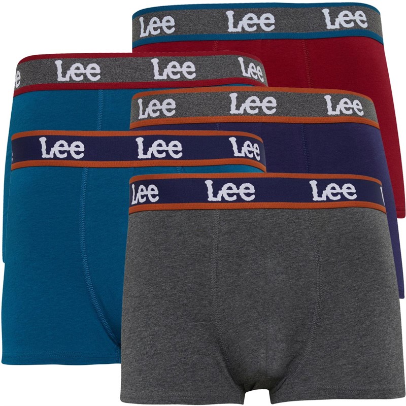 Lee Mens Ingram Five Pack Trunks Royal Teals/Charcoal Marl/Fig/Rivet