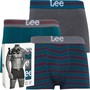 Lee Mens Leitch Three Pack Trunks Royal Teal/Stripe/Grey Marl