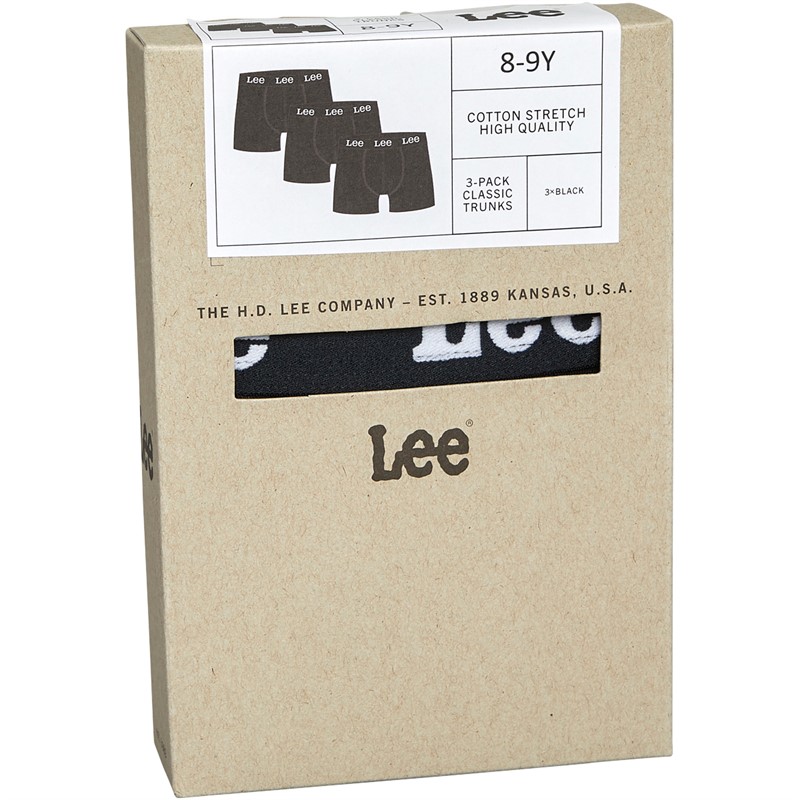 Lee Boys Three Pack Trunks Black
