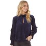 Little Mistress Womens Animal High Neck Key Hole Top Navy