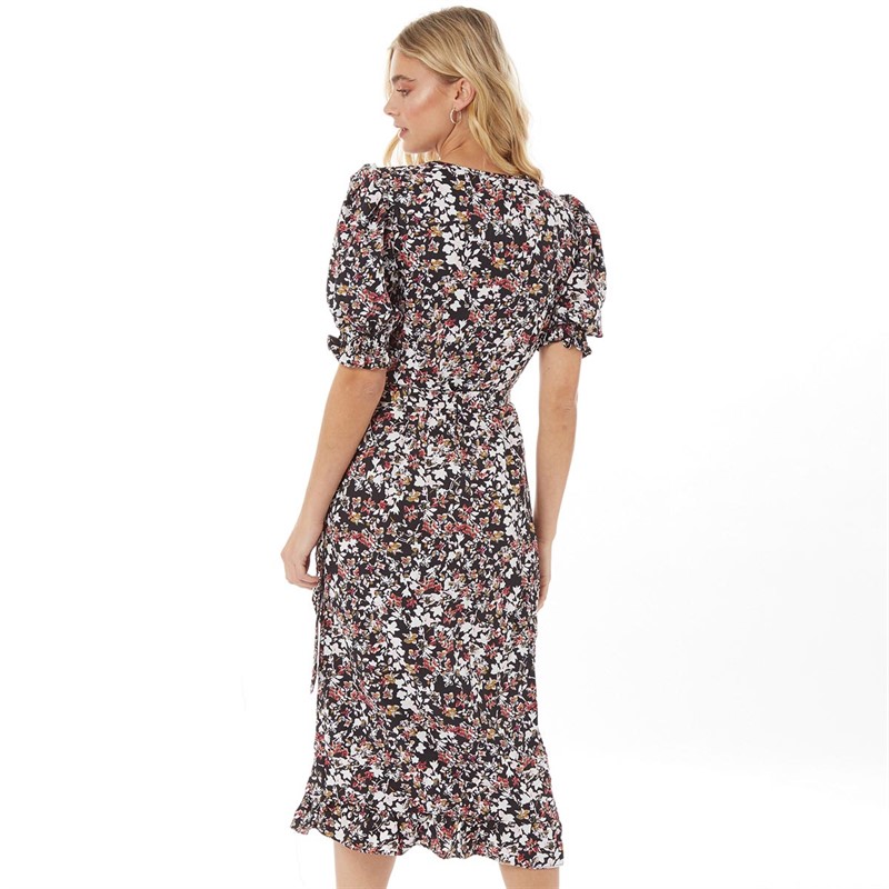 Little Mistress Womens Firth Floral-Print Midi Wrap Dress Multi