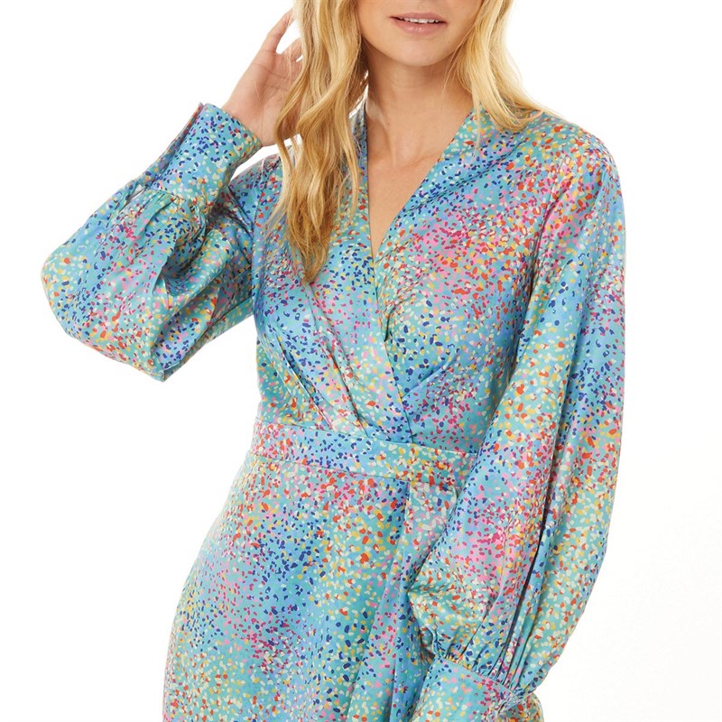 Little Mistress Womens Confetti Print Wrap Mini Dress Multi