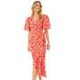Little Mistress Womens Frill Hem Midi Wrap Dress Red And Pink Floral