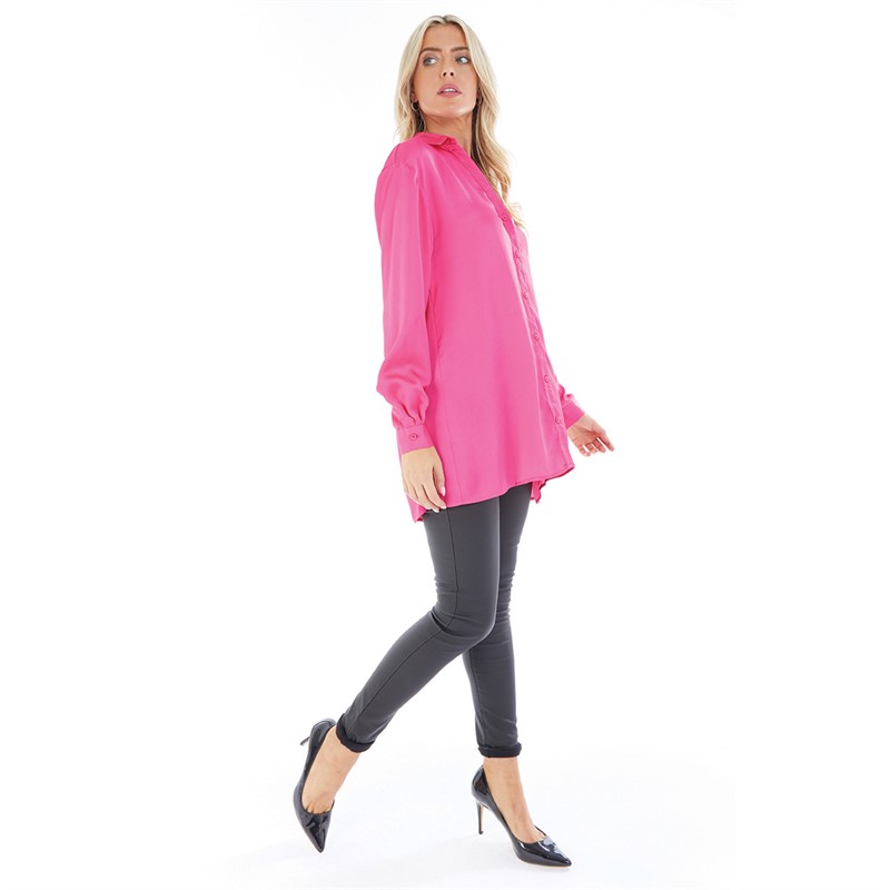 Little Mistress Womens Oversized Shirt Fuchsia