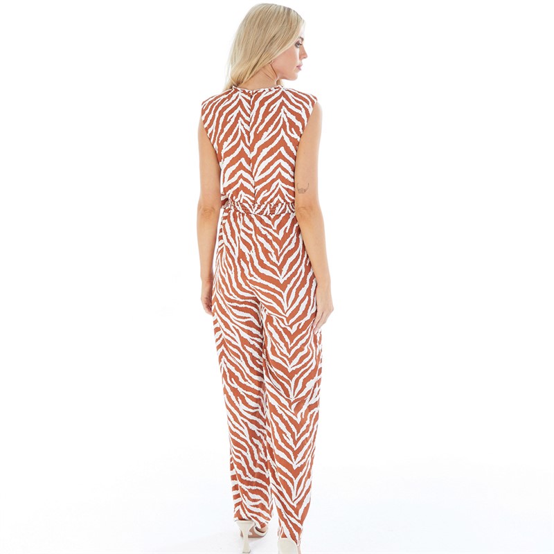 Little Mistress Womens Tie Detail Jumpsuit Brown