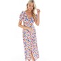 Little Mistress Womens Button Detail Midi Dress Multi Floral Print