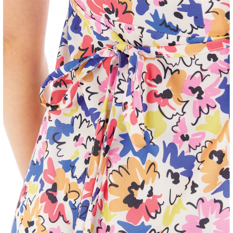 Little Mistress Womens Button Detail Midi Dress Multi Floral Print