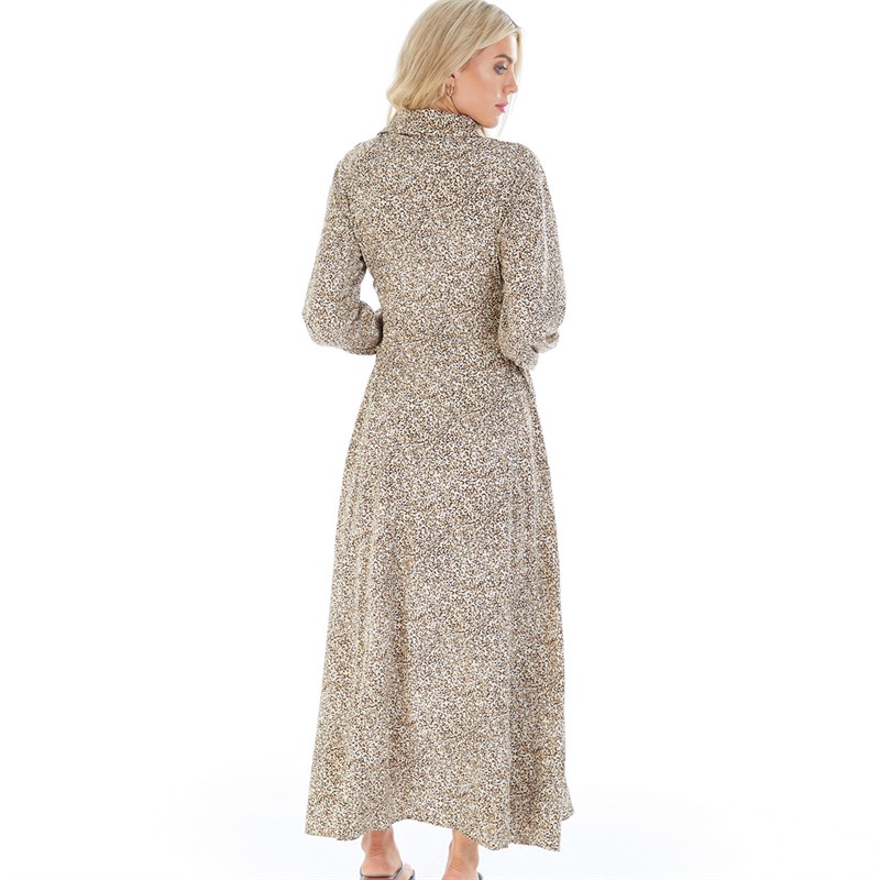 Little Mistress Womens Lace Up Maxi Shirt Dress Multi