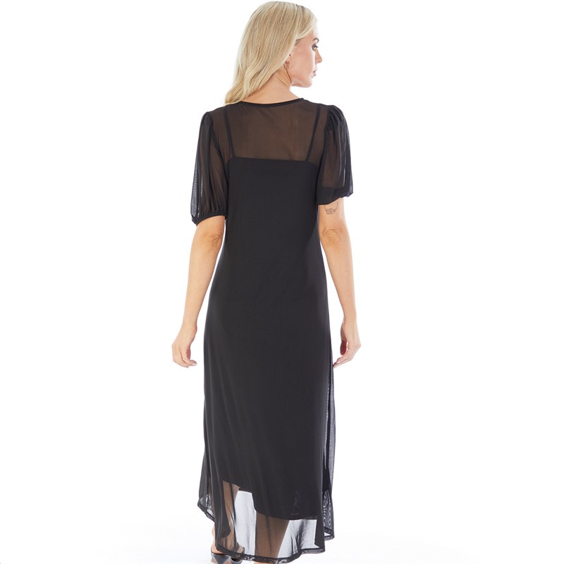 Little Mistress Womens Sheer Midaxi Dress Black