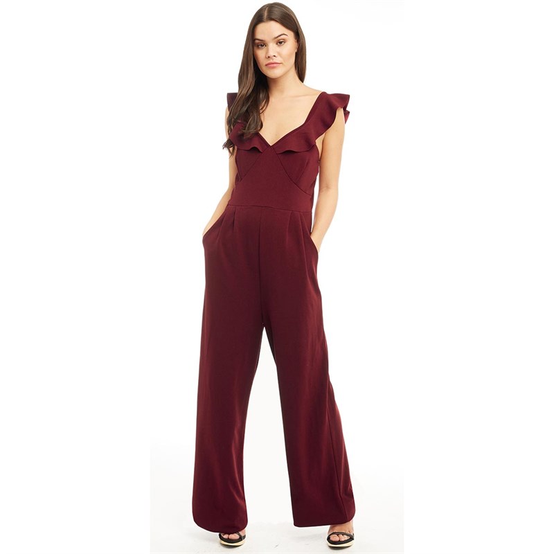 burgundy womens jumpsuit