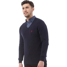 Polo Ralph Lauren Męskie Pima Bawełna Sweter Granatowy