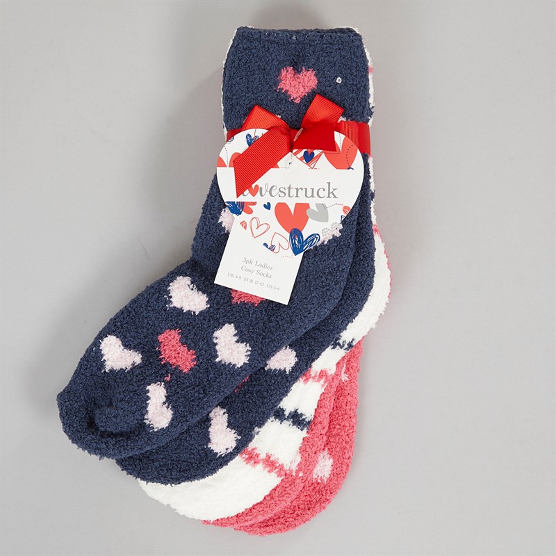 Lovestruck Womens Three Pack Cosy Socks Multi