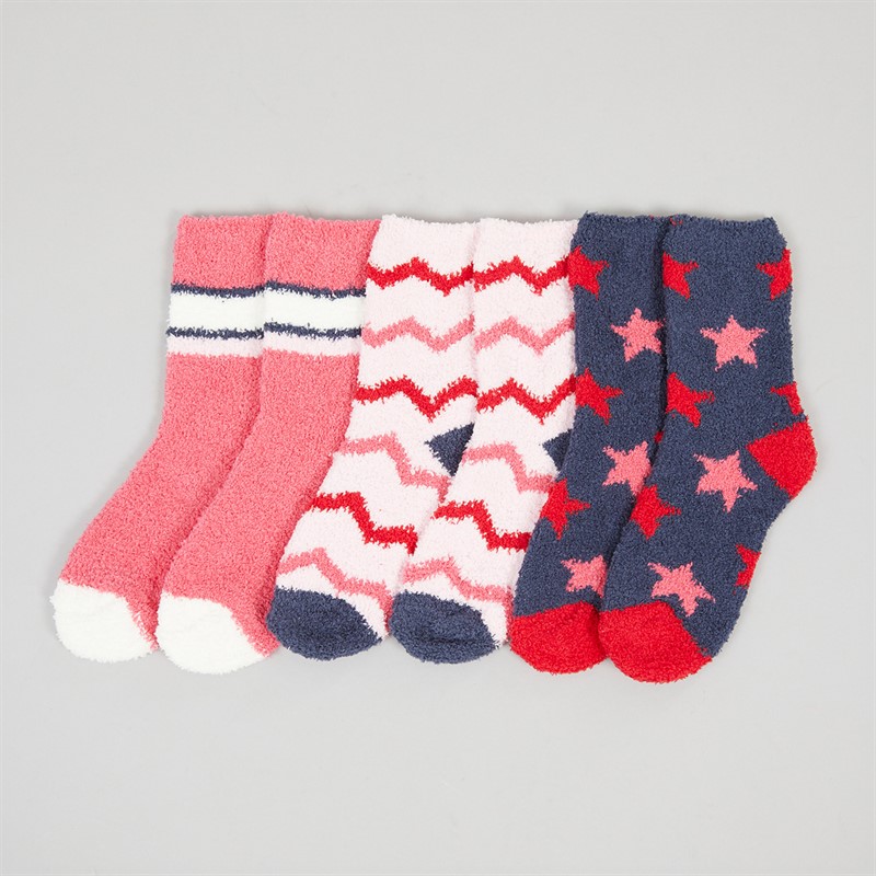 Lovestruck Womens Three Pack Cosy Socks Multi - Size 4