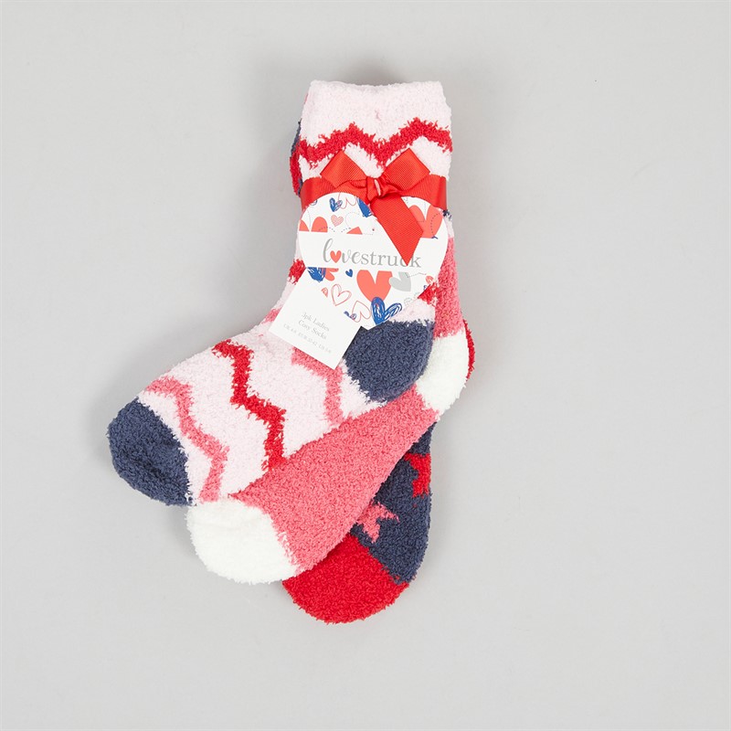Lovestruck Womens Three Pack Cosy Socks Multi