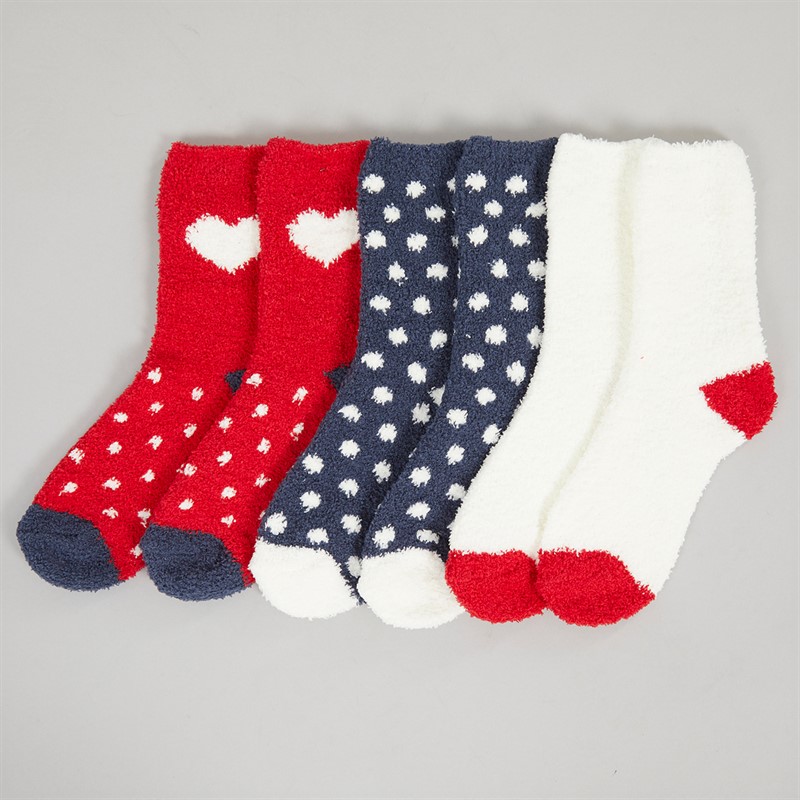 Lovestruck Womens Three Pack Cosy Socks Multi - Size 4