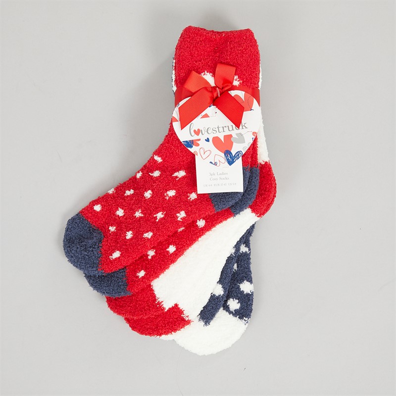 Lovestruck Womens Three Pack Cosy Socks Multi