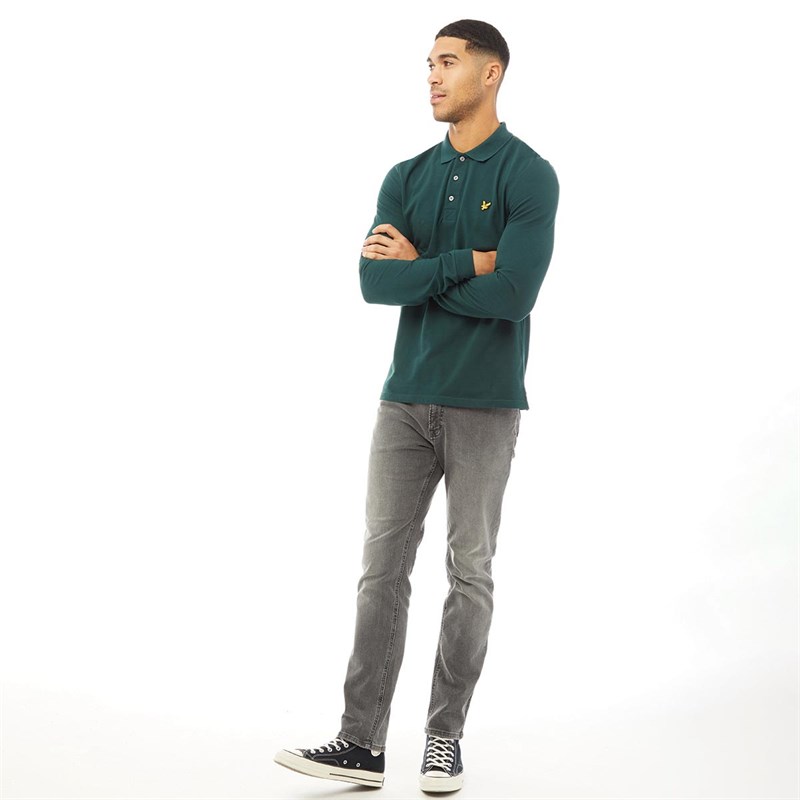Lyle And Scott Vintage Heren Polo met Lange Mouwen Jadegroen