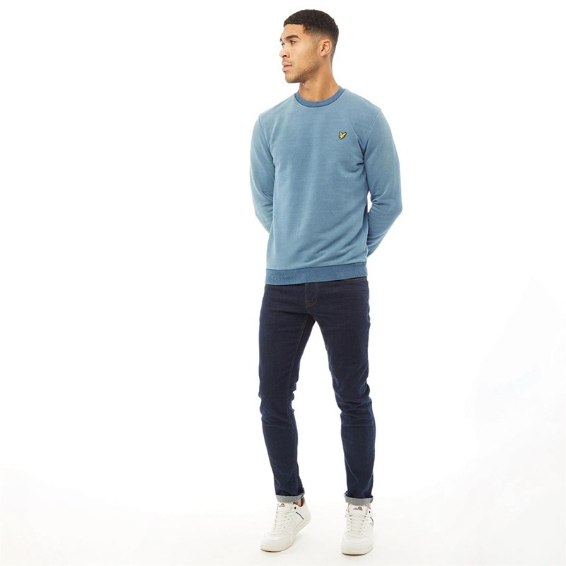 Lyle And Scott Vintage Męskie Indigo Sweter Wytarty Indygo