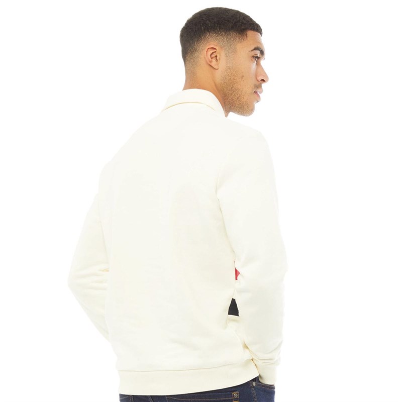 Lyle And Scott Vintage Herren Cut And Sew Panel Stripe Sweatshirt Ecru