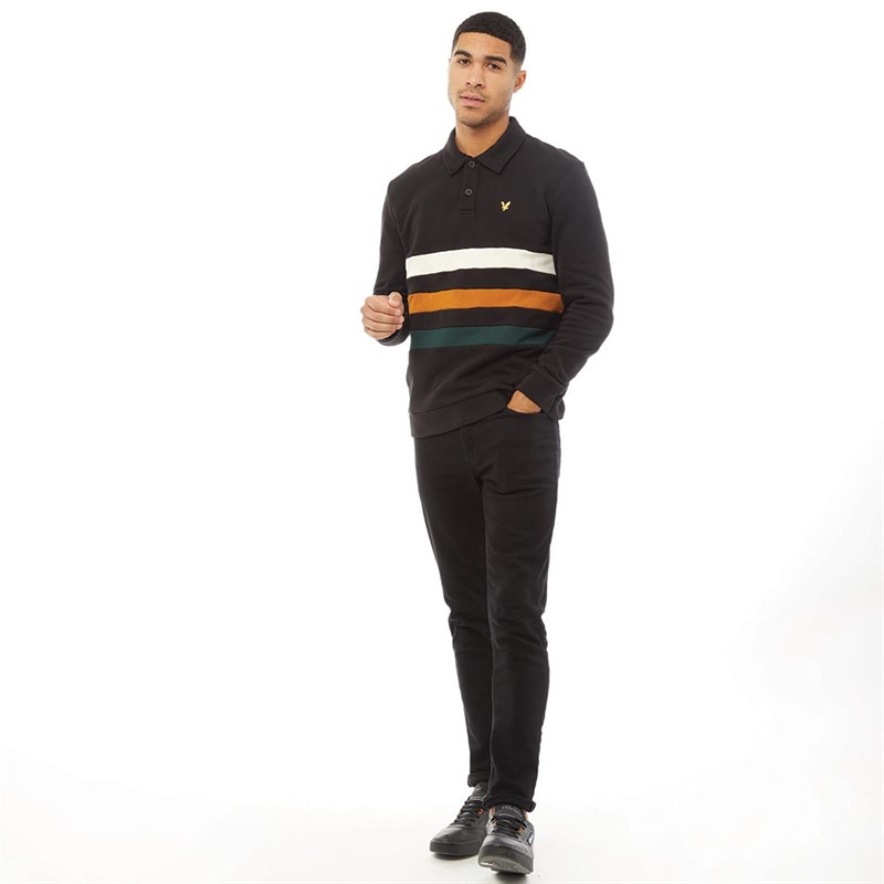Lyle And Scott Vintage Sweat Cut And Sew Panel Stripe Homme Noir