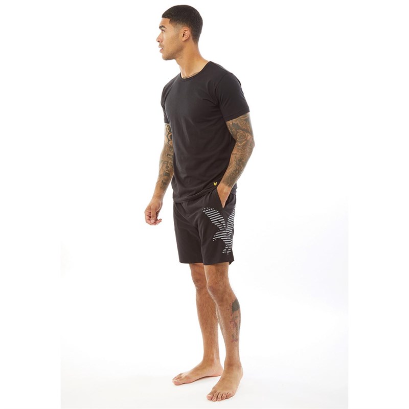 Lyle And Scott Vintage Mens Kirk T-Shirt And Shorts Loungewear Set Black