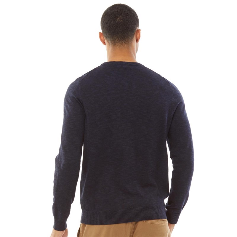 Lyle And Scott Vintage Mens Cotton Merino Crew Neck Jumper Navy/Jet Black