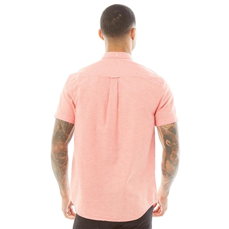 Lyle And Scott Vintage Herren Light Weight Slub Oxford Hemd mit kurzem Arm Orange