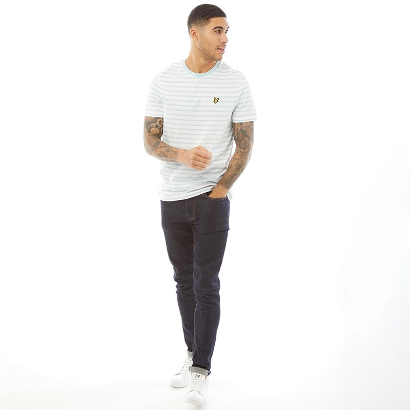 Lyle And Scott Vintage Mens Breton Stripe T-Shirt Deck Blue/White