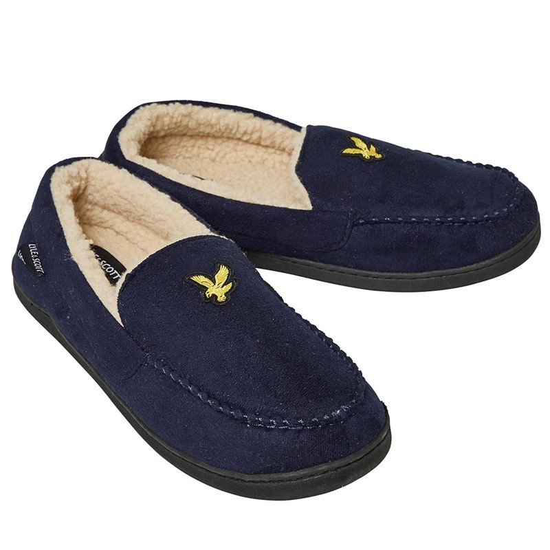 Lyle And Scott Vintage Mens Aspen Moccasin Slippers Peacoat